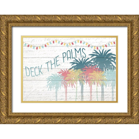 Deck the Palms Gold Ornate Wood Framed Art Print with Double Matting by Kimberly, Allen
