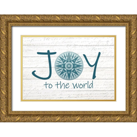 Joy Compass Gold Ornate Wood Framed Art Print with Double Matting by Kimberly, Allen