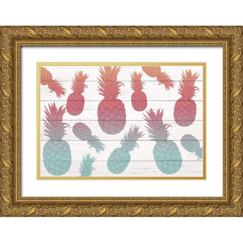 Pinneapple Ombre Gold Ornate Wood Framed Art Print with Double Matting by Kimberly, Allen