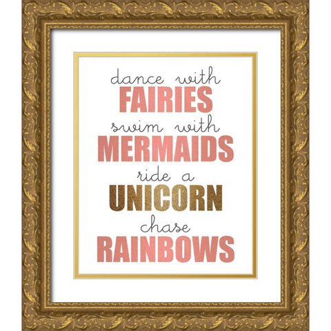 Dance Ride Swim Gold Ornate Wood Framed Art Print with Double Matting by Kimberly, Allen