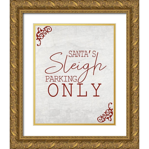 Sleigh Parking Gold Ornate Wood Framed Art Print with Double Matting by Kimberly, Allen