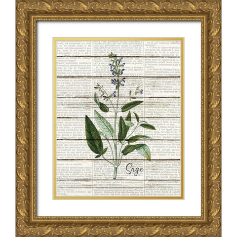 Sage Gold Ornate Wood Framed Art Print with Double Matting by Kimberly, Allen