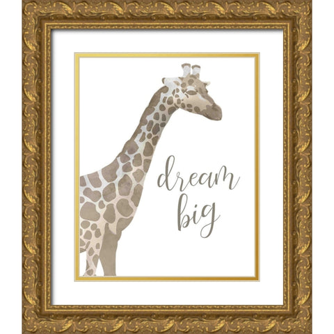 Dream Big Taupe Gold Ornate Wood Framed Art Print with Double Matting by Kimberly, Allen