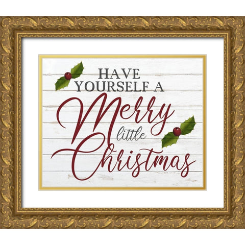 Have Yourself A Merry Gold Ornate Wood Framed Art Print with Double Matting by Kimberly, Allen