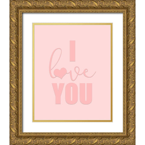 Love 2 Gold Ornate Wood Framed Art Print with Double Matting by Kimberly, Allen