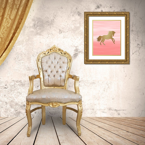 Ombre Pink 1 Gold Ornate Wood Framed Art Print with Double Matting by Kimberly, Allen