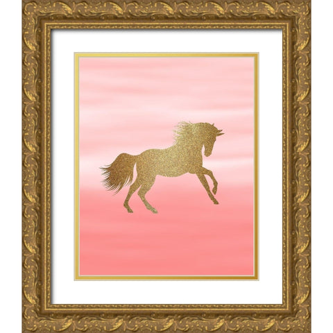 Ombre Pink 1 Gold Ornate Wood Framed Art Print with Double Matting by Kimberly, Allen