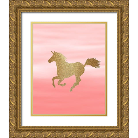 Ombre Pink 3 Gold Ornate Wood Framed Art Print with Double Matting by Kimberly, Allen