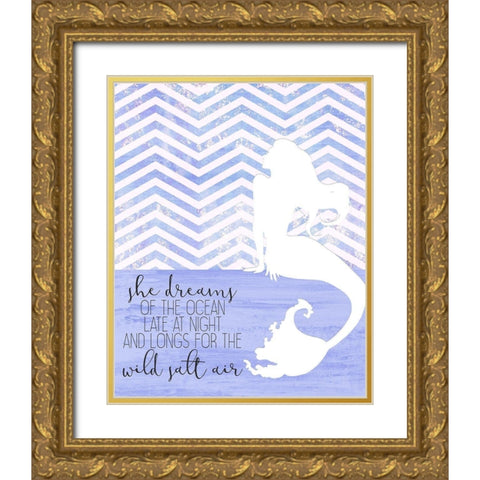 She Dreams Gold Ornate Wood Framed Art Print with Double Matting by Kimberly, Allen
