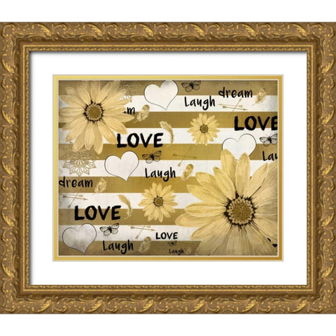 Love Dream Laugh Gold Ornate Wood Framed Art Print with Double Matting by Allen, Kimberly
