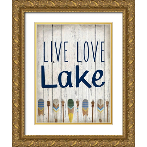 Live Love Lake Gold Ornate Wood Framed Art Print with Double Matting by Kimberly, Allen