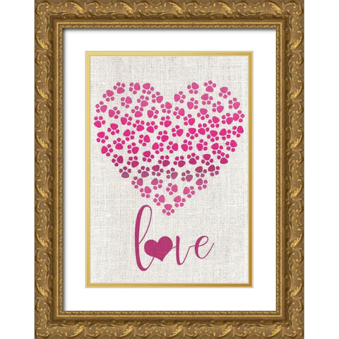 Puppy Love Gold Ornate Wood Framed Art Print with Double Matting by Kimberly, Allen