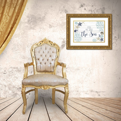 You Me and the Sea Gold Ornate Wood Framed Art Print with Double Matting by Kimberly, Allen