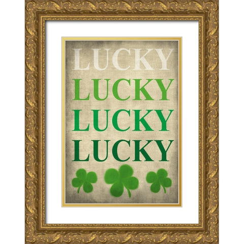 Lucky Lucky Lucky Gold Ornate Wood Framed Art Print with Double Matting by Kimberly, Allen