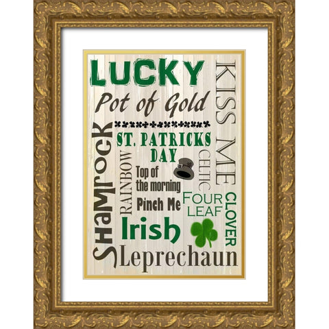 Saint Patricks Day Gold Ornate Wood Framed Art Print with Double Matting by Kimberly, Allen