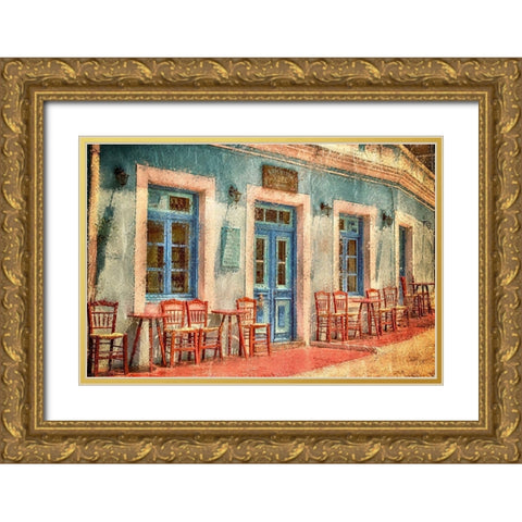 Corner Cafe Gold Ornate Wood Framed Art Print with Double Matting by Kimberly, Allen
