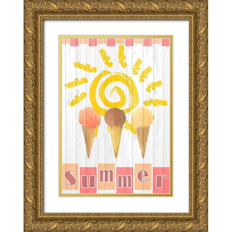 Summer Ice Cream Gold Ornate Wood Framed Art Print with Double Matting by Kimberly, Allen