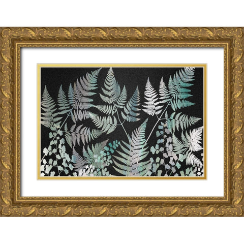 Sparkle Ferns Gold Ornate Wood Framed Art Print with Double Matting by Kimberly, Allen