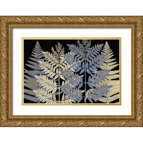 Gilded Ferns Gold Ornate Wood Framed Art Print with Double Matting by Kimberly, Allen
