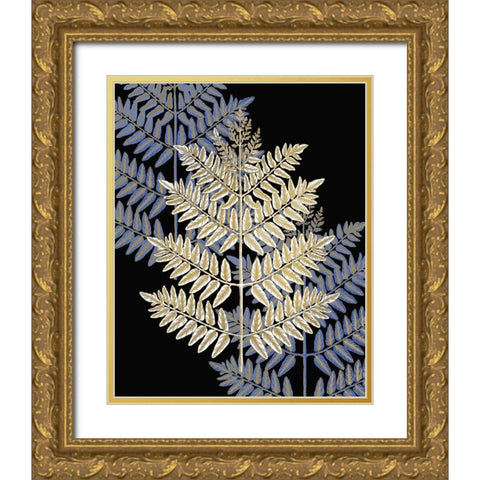 Gilded Fern 1 Gold Ornate Wood Framed Art Print with Double Matting by Kimberly, Allen