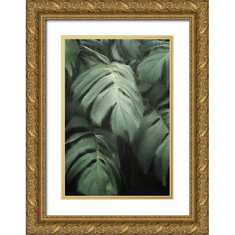 Greenery 1 Gold Ornate Wood Framed Art Print with Double Matting by Kimberly, Allen