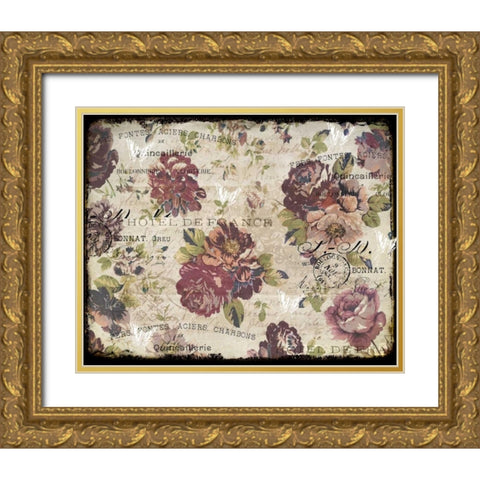 Hotel Floral Plum Gold Ornate Wood Framed Art Print with Double Matting by Allen, Kimberly
