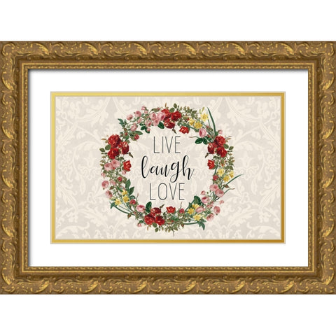 Live Laugh Love 2 Gold Ornate Wood Framed Art Print with Double Matting by Kimberly, Allen