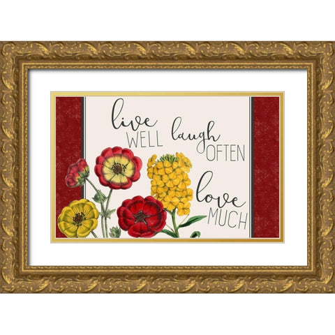 Live Well 1 Gold Ornate Wood Framed Art Print with Double Matting by Kimberly, Allen