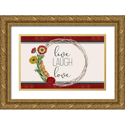 Live Well 2 Gold Ornate Wood Framed Art Print with Double Matting by Kimberly, Allen