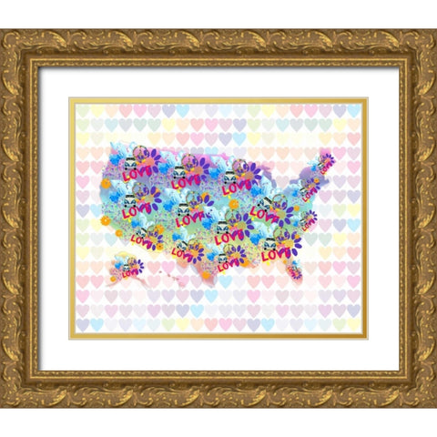 Groovy Love Gold Ornate Wood Framed Art Print with Double Matting by Allen, Kimberly