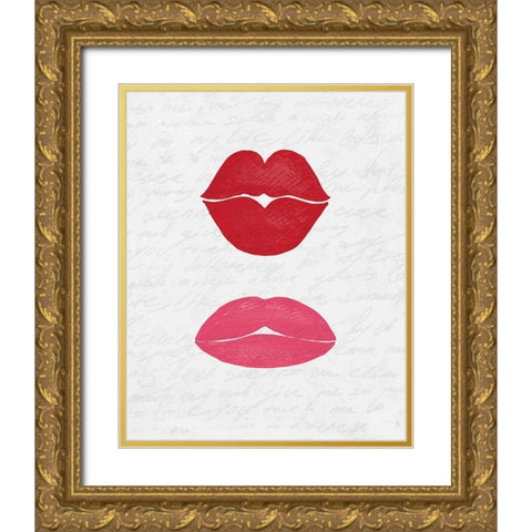 Lip Shades 2 Gold Ornate Wood Framed Art Print with Double Matting by Kimberly, Allen