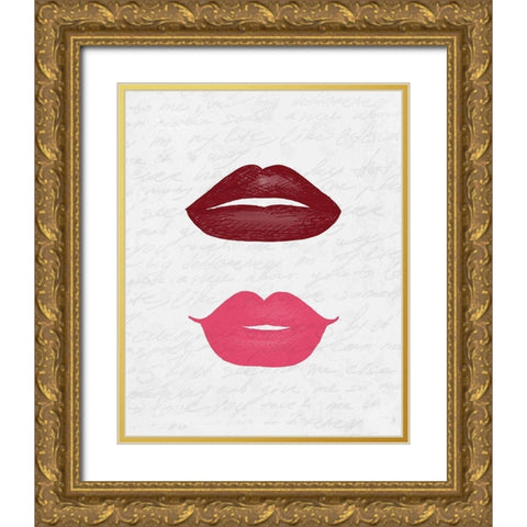 Lip Shades 3 Gold Ornate Wood Framed Art Print with Double Matting by Kimberly, Allen