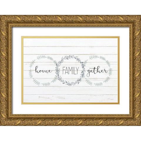 Home Family Gather Gold Ornate Wood Framed Art Print with Double Matting by Kimberly, Allen