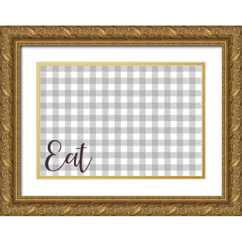 Eat Plaid Gold Ornate Wood Framed Art Print with Double Matting by Kimberly, Allen