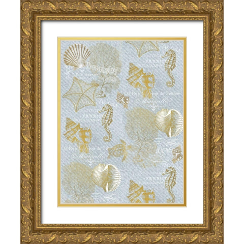 Azure Coastal Full Gold Ornate Wood Framed Art Print with Double Matting by Kimberly, Allen