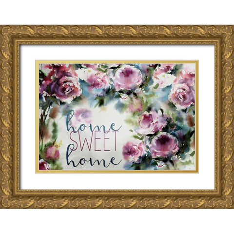 Home Sweet Home Bouquet Gold Ornate Wood Framed Art Print with Double Matting by Kimberly, Allen
