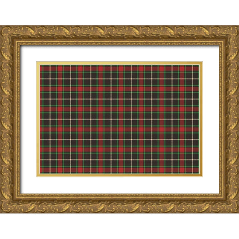 Christmas Plaid Gold Ornate Wood Framed Art Print with Double Matting by Kimberly, Allen