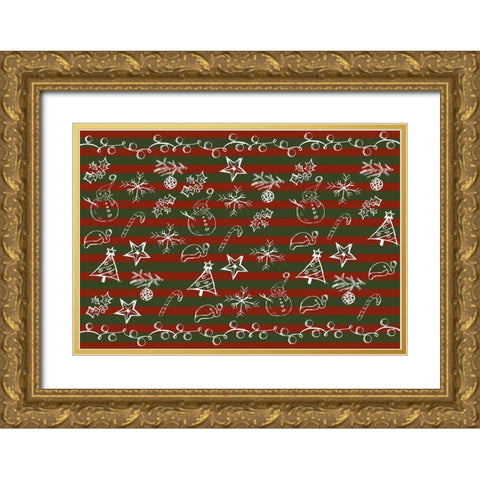Christmas Sketch Gold Ornate Wood Framed Art Print with Double Matting by Kimberly, Allen