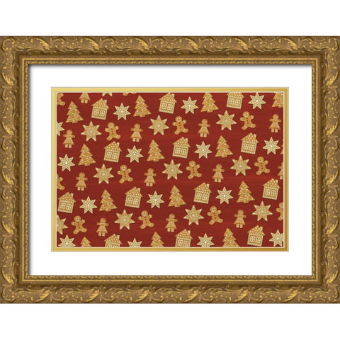 Gingerbread Christmas Gold Ornate Wood Framed Art Print with Double Matting by Kimberly, Allen