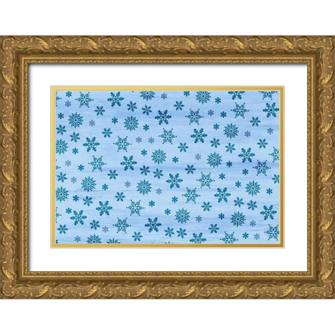 Let it Snow Gold Ornate Wood Framed Art Print with Double Matting by Kimberly, Allen