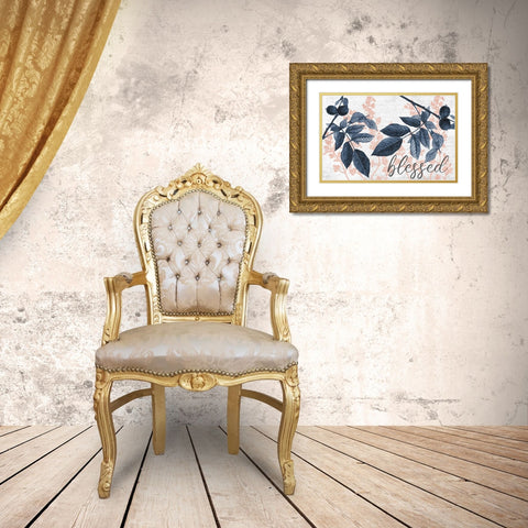 Navy Branches 1 Blessed Gold Ornate Wood Framed Art Print with Double Matting by Allen, Kimberly
