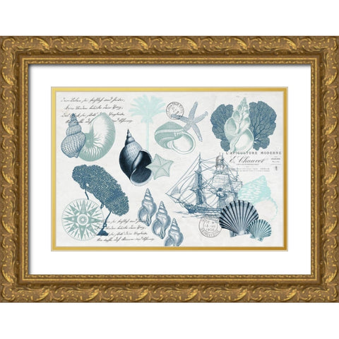 Sea Blues 6 Gold Ornate Wood Framed Art Print with Double Matting by Kimberly, Allen