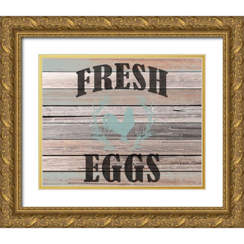 Farm Fresh Eggs Gold Ornate Wood Framed Art Print with Double Matting by Kimberly, Allen