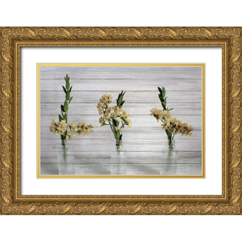 Three Vases 1 Gold Ornate Wood Framed Art Print with Double Matting by Kimberly, Allen