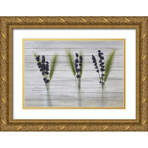 Three Vases 2 Gold Ornate Wood Framed Art Print with Double Matting by Kimberly, Allen