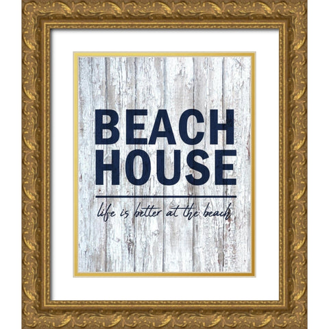 Beach House 2 Gold Ornate Wood Framed Art Print with Double Matting by Kimberly, Allen