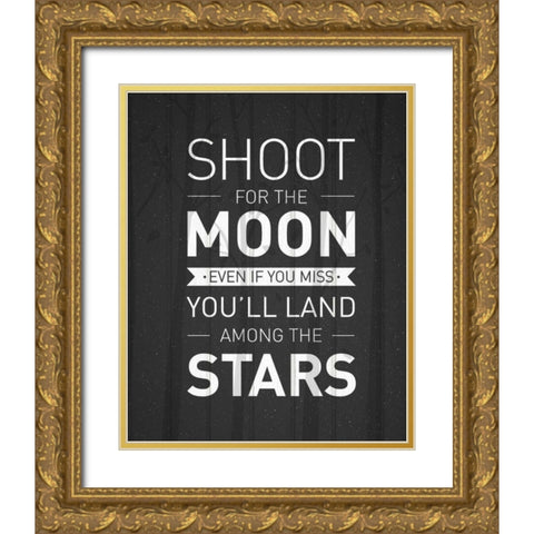 Shoot For The Moon Gold Ornate Wood Framed Art Print with Double Matting by Allen, Kimberly