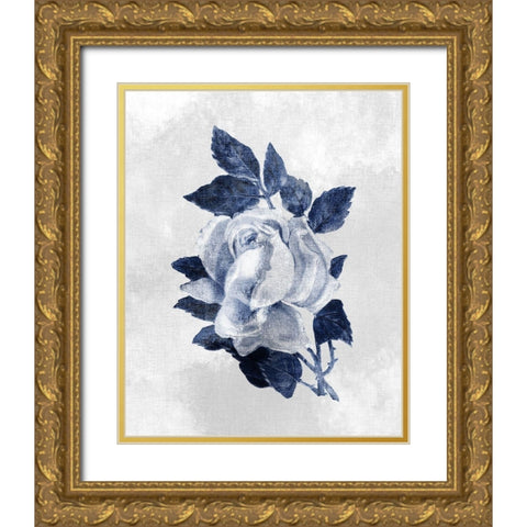 Linen Rose 1 Gold Ornate Wood Framed Art Print with Double Matting by Kimberly, Allen