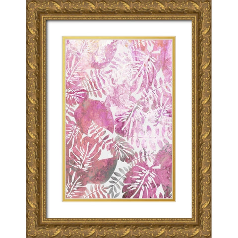 Jungle Pink Gold Ornate Wood Framed Art Print with Double Matting by Kimberly, Allen