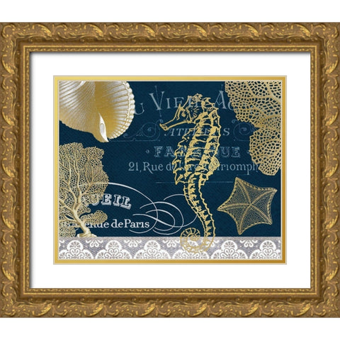 Azure Coastal 1 Gold Ornate Wood Framed Art Print with Double Matting by Kimberly, Allen